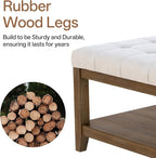ABHENG 31.5” Large Square Storage Ottoman, Upholstery Solid Rubberwood Coffee - Image 4