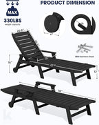 KINGYES HDPE Lounge Chair Outdoor Set of 2, Patio Chaise Lounge Recliner - Image 2