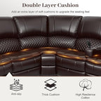 Yolsali Home Theater Seating Reclining Sectional Sofa, 5 Seats Soft Leather - Image 5