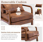 Mid Century Modern Brown Accent Chair Living Room- Comfy Solid Wood Arm Chair - Image 5