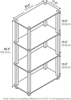 Furinno TURN-S-TUBE Storage Shelves, 4-Tier Book Shelf, Corner Shelf, Toolless - Image 3