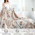 LUTBM Boho Throw Blanket for Bed 100% Cotton Ultra Soft Rustic Quilt Floral - Image 4