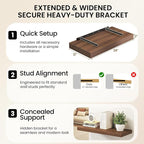 40Inch Walnut Floating Shelves for Wall, 12 Inch Deep Shelves for Bedroom - Image 6