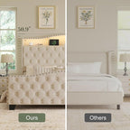 Belffin King Size Bed Frame and Headboard, 50.9" Velvet Upholstered Wingback - Image 8