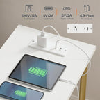 HOOBRO Side Table with Charging Station, Nightstand with 2-Layer Storage Shelves - Image 7
