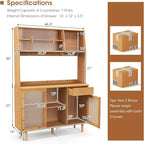 Giantex Pantry Cabinet, Microwave Countertop, Glass Holder, Freestanding Buffet - Image 3