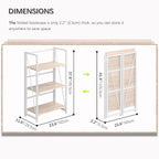 4NM No Assembly Folding Bookshelf Storage Shelves 3 Tiers Vintage Bookcase - Image 2