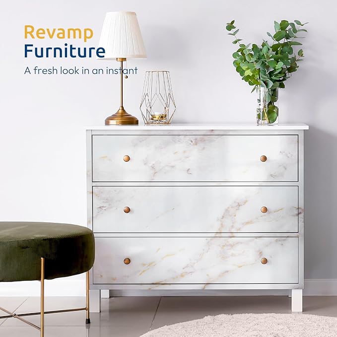 rabbitgoo Glossy Marble Contact Paper Peel and Stick Wallpaper 17.5" X 236.2" - Image 3