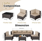 CHABATREE 7pcs Outdoor Patio Furniture Sets, Rattan Conversation Sectional Set - Image 2