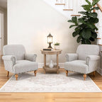 Black Striped Linen Fabric Accent Chairs Set of 2, Modern Farmhouse Upholstered - Image 8