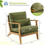 VINGLI Solid Wood Wide Armrests Accent Chair, Upholstered Mid Century Modern - Image 2