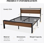 SHA CERLIN 14 Inch Queen Size Metal Platform Bed Frame - Image 2