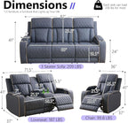 Power Recliner Sofa Set, Luxury Recliner Sofa & 2 Chairs - Image 2