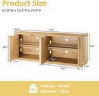 Fluted TV Stand for TVs Up to 75 Inch, Mid Century Modern TV Console for Living - Image 2