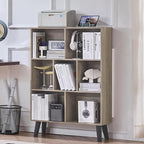 LEYAOYAO Cube Bookshelf 3 Tier Mid-Century Retro Grey Modern Bookcase by LEYAOYAO-Findtheshiningpointofyourideallife%EF%BC%81