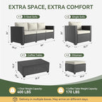 Aoxun 8 Piece Outdoor Patio Furniture Set 7 Seats, Outdoor Sectional - Image 9