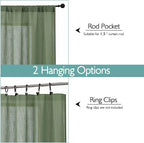 Chyhomenyc Sage Green Semi Sheer Curtains 96 Inches Long 2 Panels - Image 4