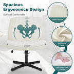OLIXIS Criss Cross Legged Chairs Armless No Wheels Wide Seat Height Adjustable - Image 3