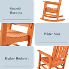 Psilvam Oversized Outdoor Rocking Chair Set of 2, HDPE Porch Rocker - Image 4