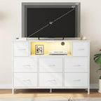 DUMOS TV Stand Dresser with 8 Fabric Drawers and Open Shelves, LED - Image 8