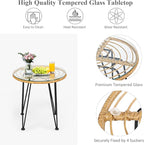 Tangkula 3 Pieces Patio Bistro Set, Rattan Conversation Set - Image 7