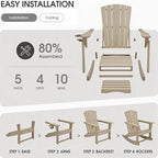 Adirondack Rocking Chair with Retractable Ottoman, Outdoor Folding Adirondack - Image 7