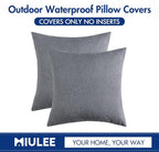 MIULEE Pack of 2 Decorative Outdoor Solid Waterproof Throw Pillow Covers Euro - Image 6