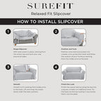 SureFit Cotton Duck Loveseat Box Cushion One Piece Slipcover, Furniture Cover - Image 4