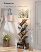 Evermagin Tree Bookshelf with Light, 6 Tier Small Bookcase, Narrow Floor - Image 2