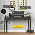 Space-Saving Black Wood Makeup Vanity Desk – Modern Computer Table - Image 4