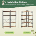 Huuger 5 Tier Bookshelf, L Shaped Corner Bookshelf - Image 9