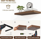 Acovy 24 Inch Floating Shelves, Wooden Shelves - Image 6