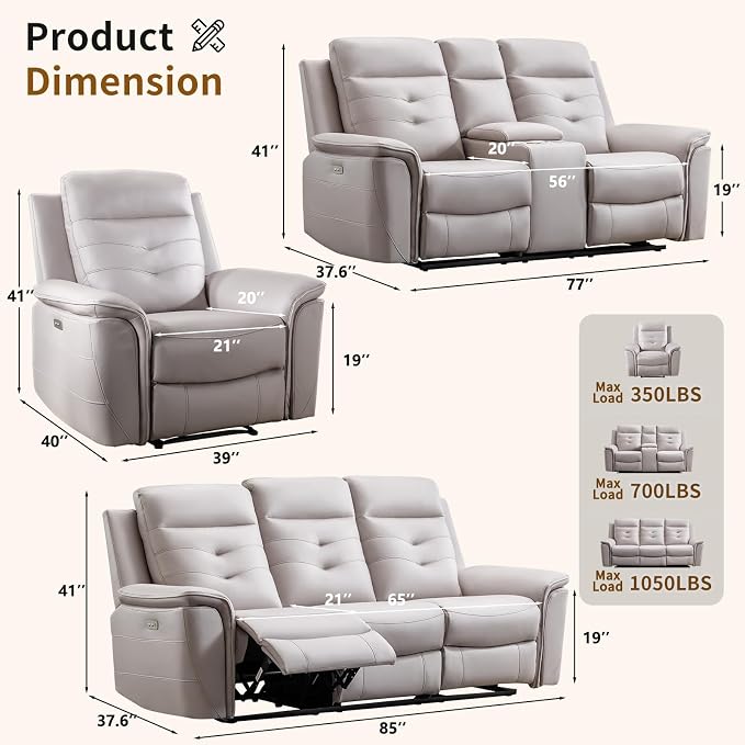 ANJ Power Reclining Loveseat Sofa - Image 2