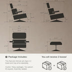 Top Black Grain Leather, Mid Century Chaise Lounge Chair and Ottoman, Leather - Image 3
