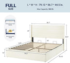 Allewie Full Size Lift Up Storage Bed, Chenille Fabric Upholstered, Modern - Image 2