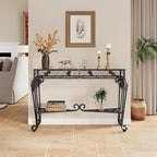 HavenlyYouth Console Table 47.2", Tempered Glass Sofa Tables, Vintage Entryway - Image 2