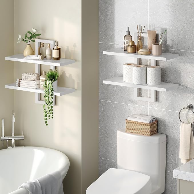 HOOBRO Floating Shelves, 15 Inch Wall Shelf Set of 2, Wall Mounted Storage - Image 6