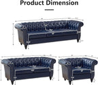 Mid-Century 3 Seater Sofa, Faux Leather Couch - Image 2