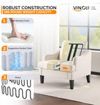 VINGLI Linen Fabric Accent Chairs Set of 2, Comfy Sofa Chair Living Room - Image 4