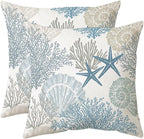 Tritard Nautical Coastal Throw Pillow Covers 16x16 Set of 2 Beach Themed Ocean by Tritard
