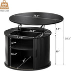 FABATO Round Lift Top Coffee Table, Fluted Wood Accent Coffee Table - Image 2