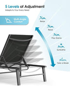 Ciokea Foldable Outdoor Lounge Chair, No Assembly Patio Chaise Lounge Outdoor - Image 7