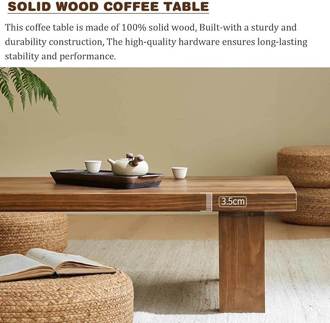 Japanese Style Solid Wood Coffee Table - Image 6