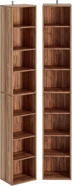 IRONCK Tall Narrow Bookshelf 8 Tiers 71in Set of 2, Compact Corner Bookcase by IRONCK