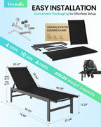 Vexwalx Outdoor Lounge Chair for Pool, Aluminum Chaise Lounge Chairs - Image 3
