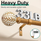 QDWIS Boho Wood Curtain Rods for Windows 48 to 84 inch, Rustic Decorative - Image 4