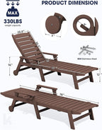 KINGYES HDPE Lounge Chair Outdoor Set of 2, Patio Chaise Lounge Recliner - Image 2