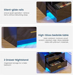 HNEBC Nightstand Set of 2 with Charging Station, Auto LED Night Stand with - Image 6