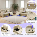 Power Recliner Sofa Set, Living Room Furniture Sets, Leather Reclining Sofa Set - Image 5