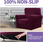 ZNSAYOTX Luxury Velvet Sofa Cover 3 Piece Stretch Loveseat Covers - Image 5